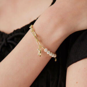 Gold Alloy Pearl Bracelet