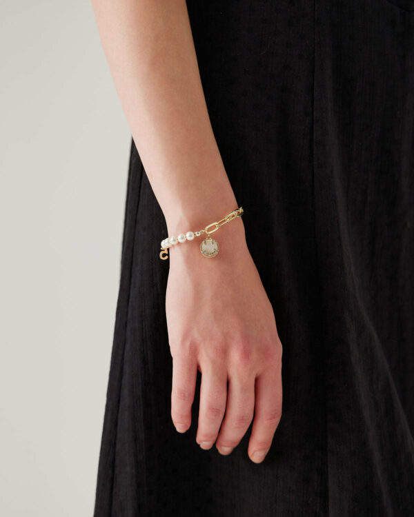 Gold Alloy Pearl Bracelet - Image 2