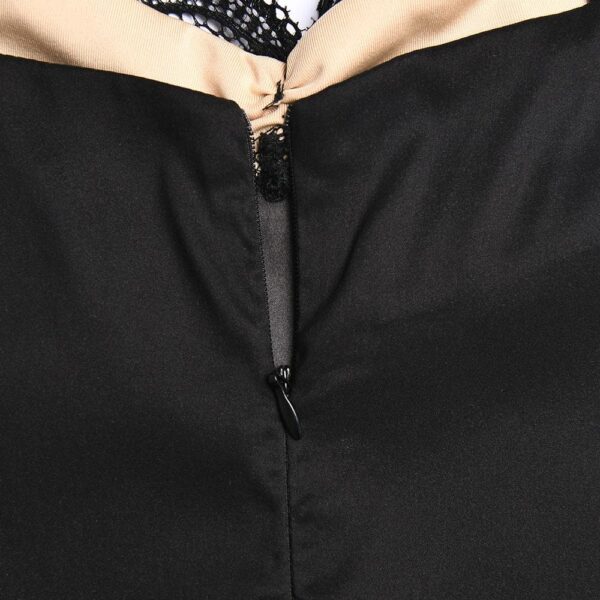 Short sleeve solid lace hem zip-up backless mini dress - Image 7
