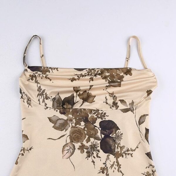 Sleeveless backless cowl neck flower pattern cami dress - Image 6