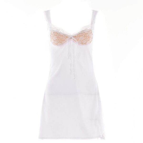 Short sleeve solid lace hem zip-up backless mini dress - Image 11