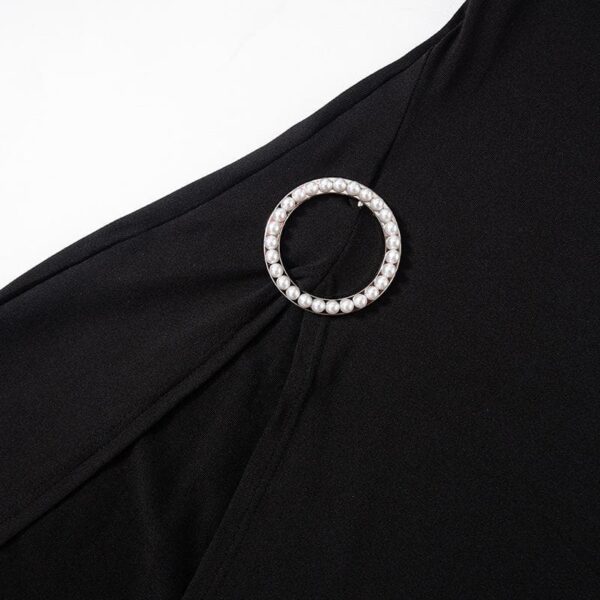 Buckle one shoulder slit irregular solid maxi dress - Image 8