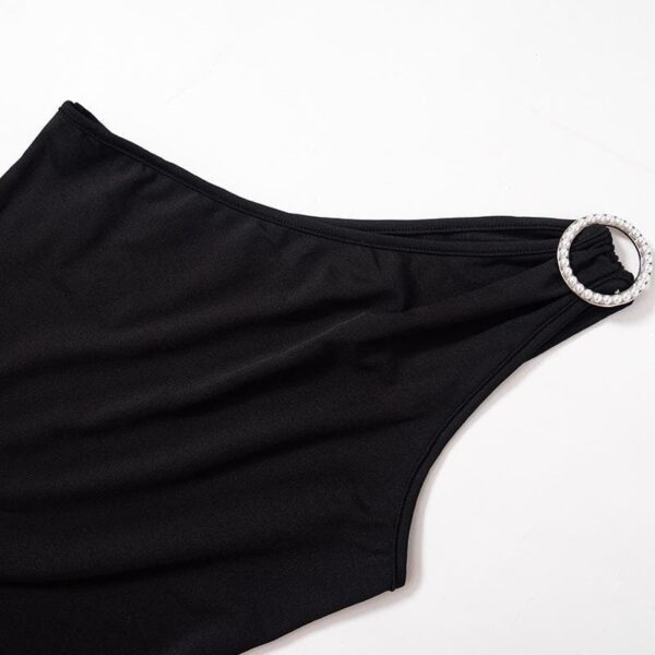 Buckle one shoulder slit irregular solid maxi dress - Image 7