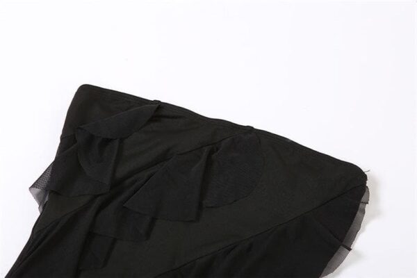 Irregular backless solid ruffle slit tube midi dress - Image 7