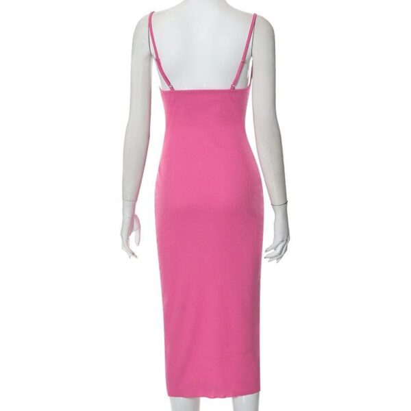 Sleeveless solid ruched ribbed backless cami dress - Image 5