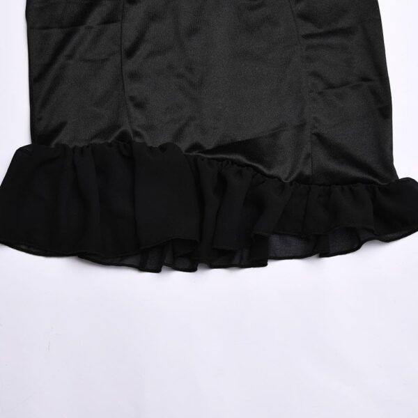 Solid ruched cap sleeve ruffle button mini dress - Image 7