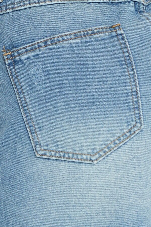Blue High Rise Denim Shorts Knee Length - Image 6