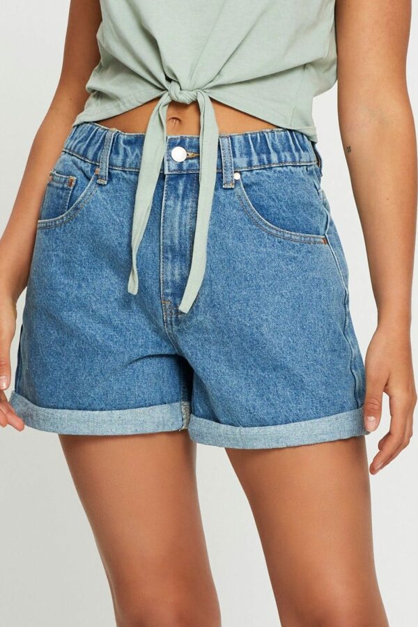 Blue High Waist Shorts Relaxed - Image 2