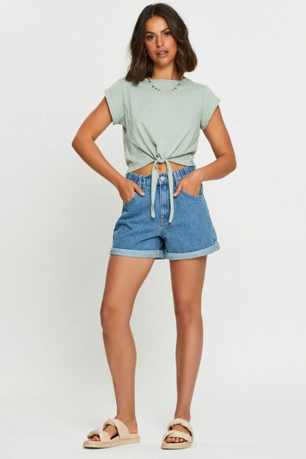 Blue High Waist Shorts Relaxed - Image 3