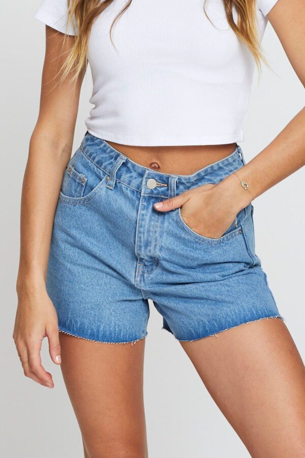 Blue Relaxed Denim Shorts High Rise - Image 2