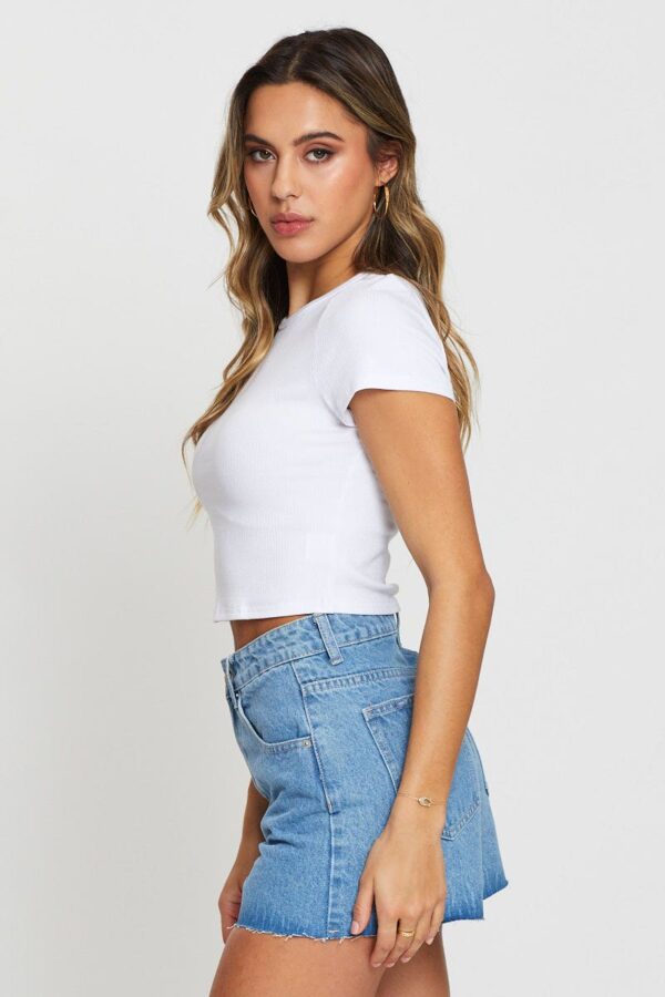 Blue Relaxed Denim Shorts High Rise - Image 4
