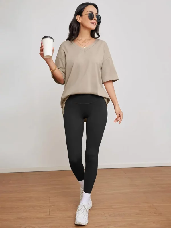 Womens Oversized T Shirts V Neck Tees Half Sleeve Cozy Comfy Tunic 2024 Y2K Tops Casual - Image 4