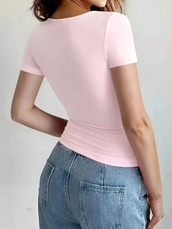 Womens Basic T-Shirts Scoop Neck Short Sleeve Crop Tops Cute Summer Tops Slim Fit Tees Y2k Clothing 2024 - Image 6