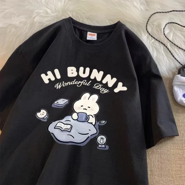 American Retro Oversize Short Sleeved T-shirt for Women and Japanese College Style 2024 New Student Explosive Street Top - Image 4