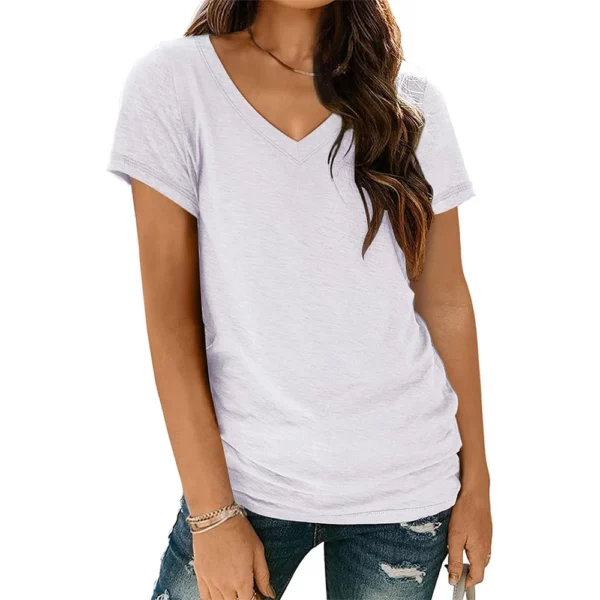 T Shirts Short Sleeve V Neck Tees for Women Fashion Tops Trendy Lightweight Soft Casual Summer Outfits Clothes 2024 - Image 3