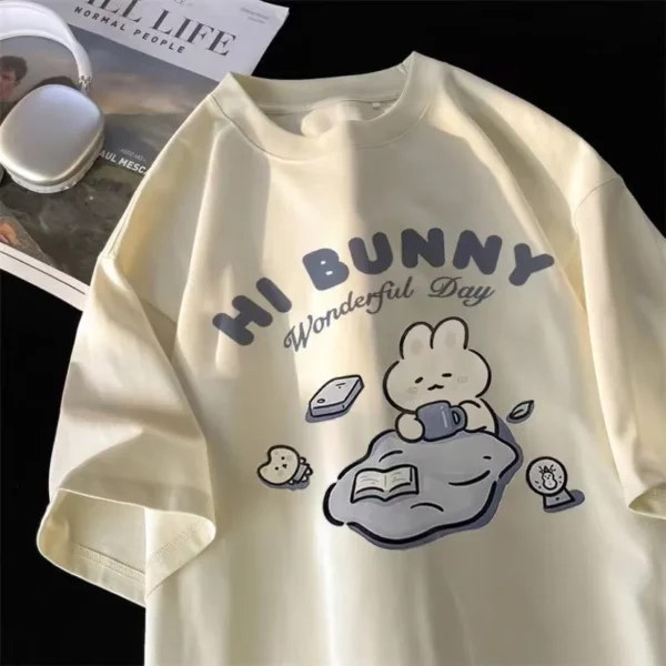American Retro Oversize Short Sleeved T-shirt for Women and Japanese College Style 2024 New Student Explosive Street Top - Image 5