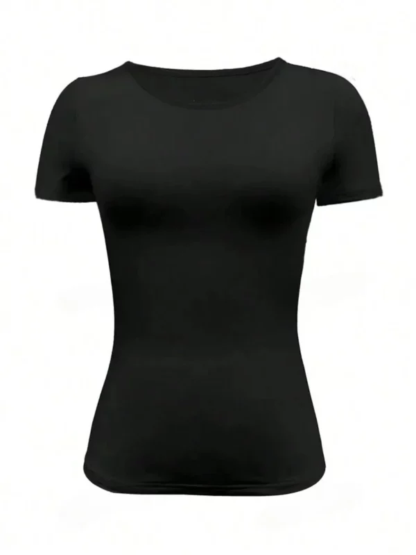 Womens Basic T-Shirts Scoop Neck Short Sleeve Crop Tops Cute Summer Tops Slim Fit Tees Y2k Clothing 2024 - Image 3