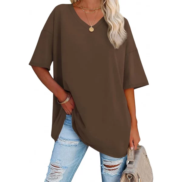 Womens Oversized T Shirts V Neck Tees Half Sleeve Cozy Comfy Tunic 2024 Y2K Tops Casual - Image 6