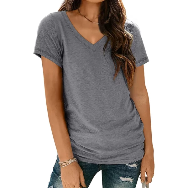 T Shirts Short Sleeve V Neck Tees for Women Fashion Tops Trendy Lightweight Soft Casual Summer Outfits Clothes 2024 - Image 6