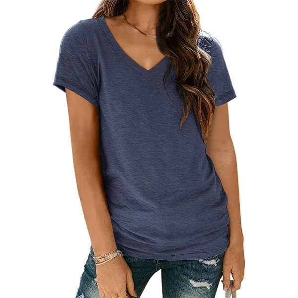 T Shirts Short Sleeve V Neck Tees for Women Fashion Tops Trendy Lightweight Soft Casual Summer Outfits Clothes 2024 - Image 5