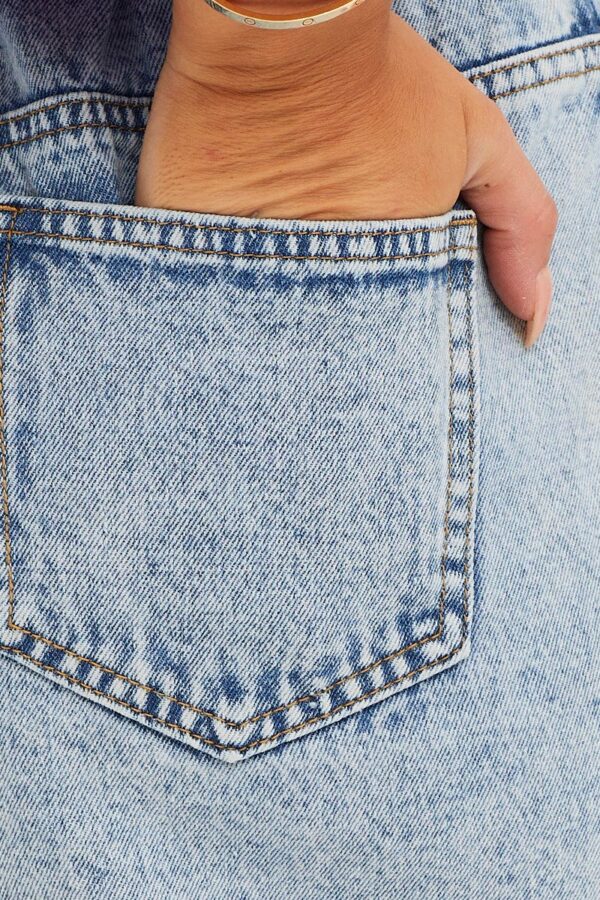 Blue High Rise Relaxed Denim Shorts - Image 6