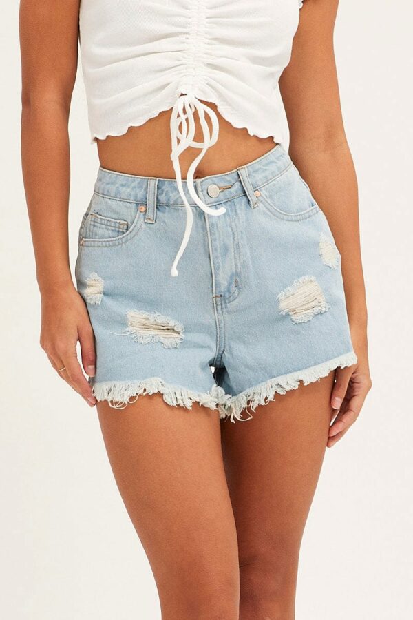 Blue Steel Blue Relaxed Denim Shorts High Rise Acid Wash - Image 2