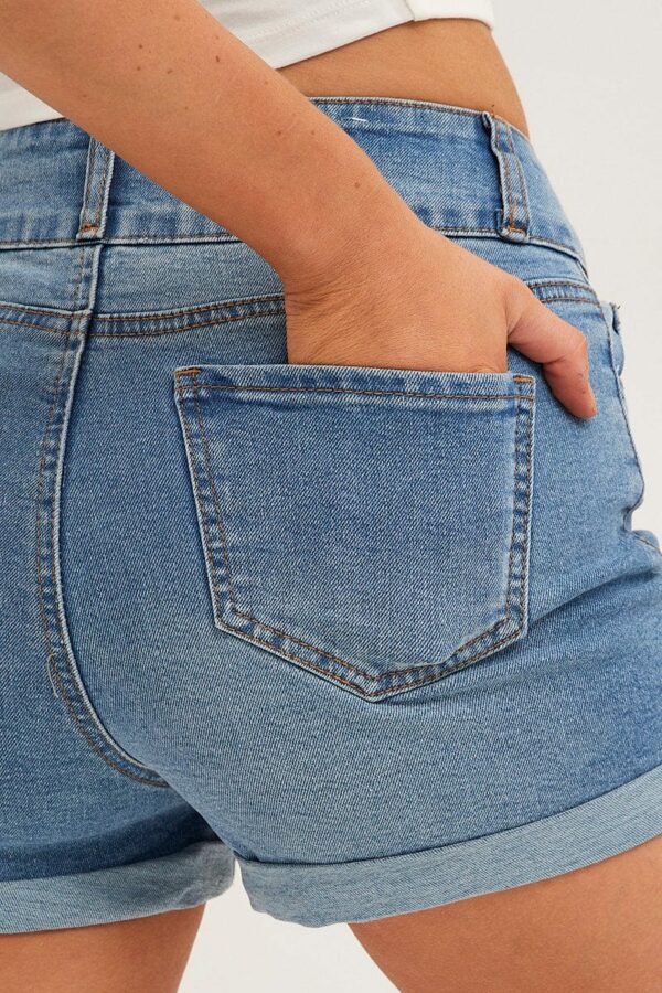 Blue Denim Shorts Skinny High Rise - Image 6