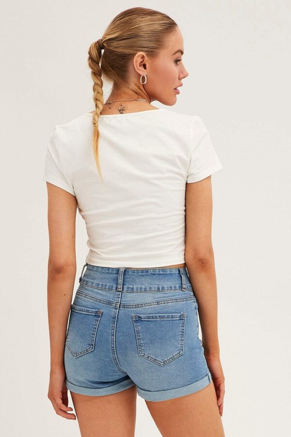 Blue Denim Shorts Skinny High Rise - Image 5
