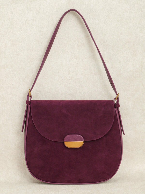Wine Red Suede Shoulder Bag